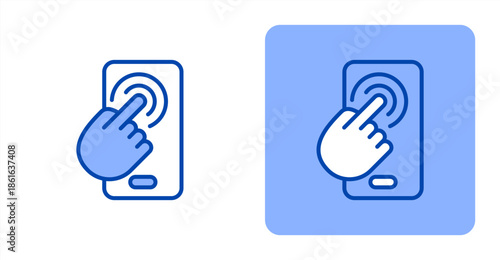 Touchscreen Line Color  Two-tone color and contrasting background icon illustration