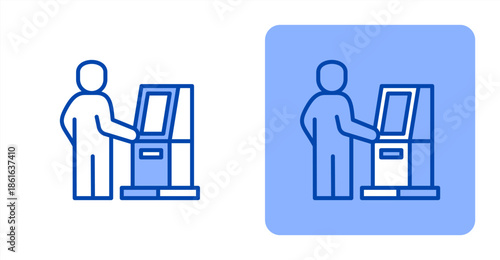 Kiosk Line Color  Two-tone color and contrasting background icon illustration