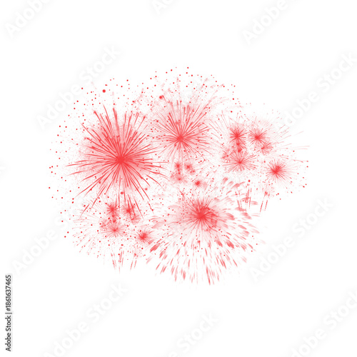 Sparkling red fireworks with dots, transparency background removal