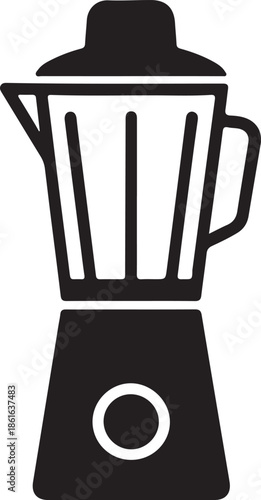 Blender Juicer Black Silhouette Outline Icon – Electric Kitchen Mixer Vector
