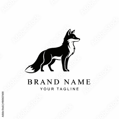 Black and White Fox Logo Design.