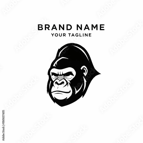 Black and White Gorilla Head Logo Design.