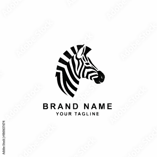 Black and White Zebra Logo Illustration.