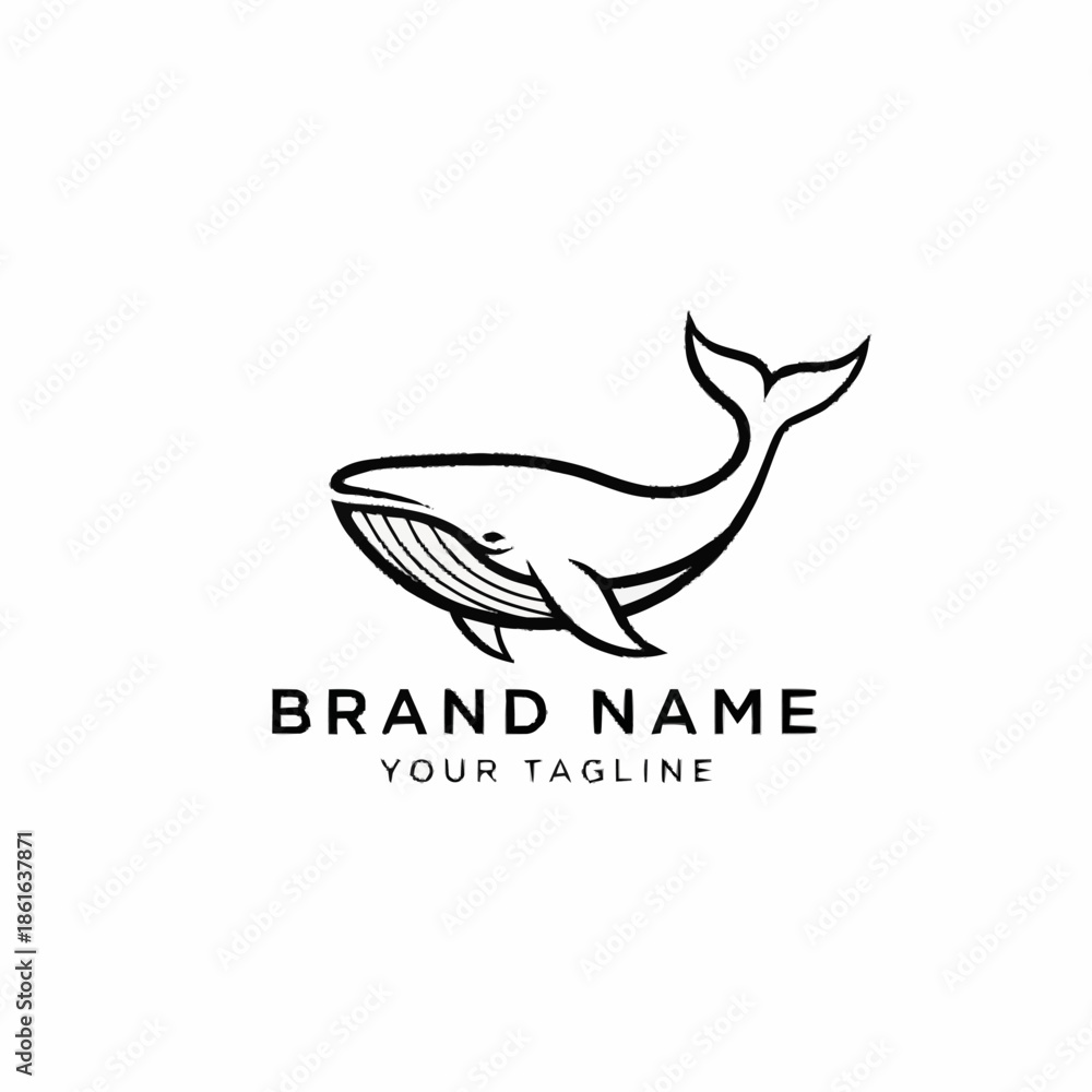 Fototapeta premium Black Whale Logo Design Illustration.