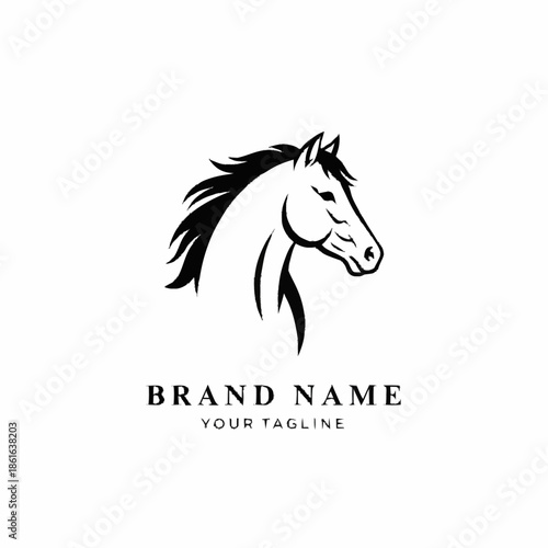 Horse Head Logo Design Illustration.