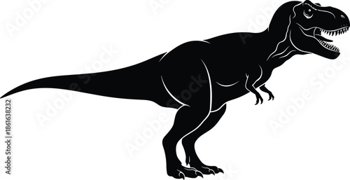Black tyrannosaurus rex silhouette vector illustration isolated on white background for logo mascot t shirt design prehistoric dinosaur concept branding artwork