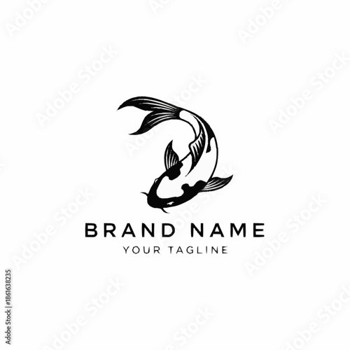 Koi Fish Logo Design Illustration.