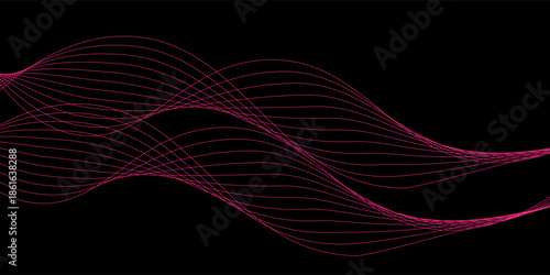 Abstract background using dark pink tones on a black background. The lines and curves are like gentle and flowing waves, creating a modern atmosphere.