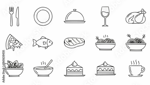 Collection of Food Icons and Symbols for Menus and Restaurants.