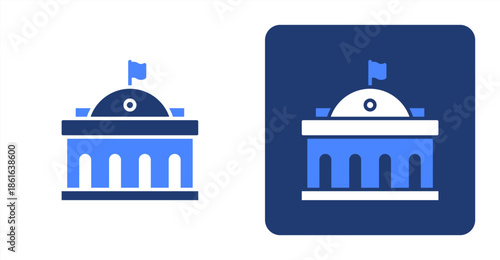 Government Glyph Color  Two-tone color and contrasting background icon illustration