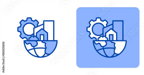 Infrastructure Line Color  Two-tone color and contrasting background icon illustration