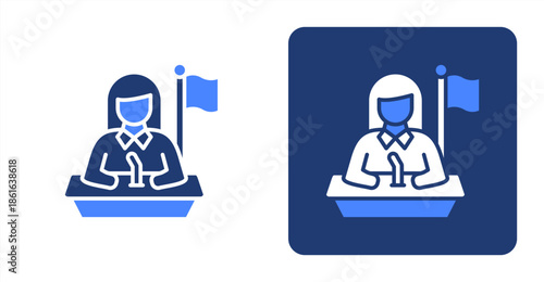 Minister Glyph Color  Two-tone color and contrasting background icon illustration