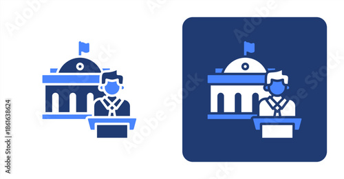 Governor Glyph Color  Two-tone color and contrasting background icon illustration