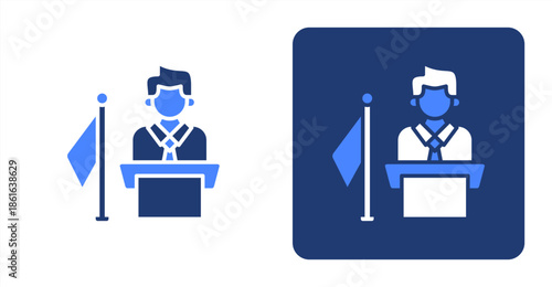 Mayor Glyph Color  Two-tone color and contrasting background icon illustration