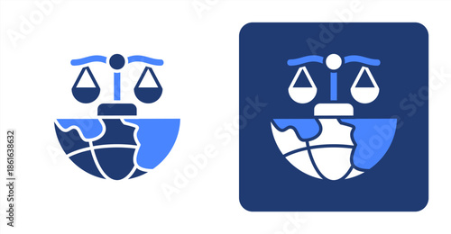 Law Glyph Color  Two-tone color and contrasting background icon illustration