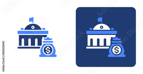 Budget Glyph Color  Two-tone color and contrasting background icon illustration