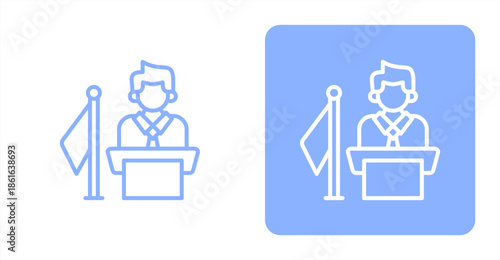 Mayor Line  Two-tone color and contrasting background icon illustration