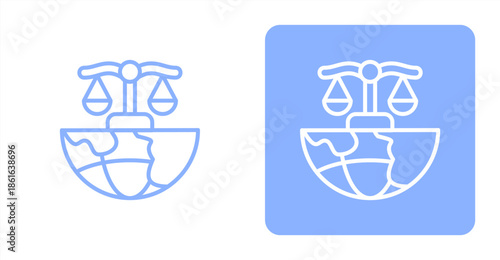 Law Line  Two-tone color and contrasting background icon illustration