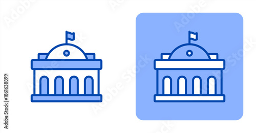 Government Line Color  Two-tone color and contrasting background icon illustration