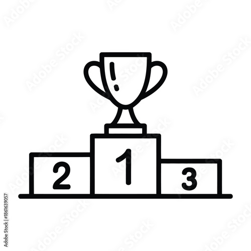 Winner podium with trophy for first second and third place award