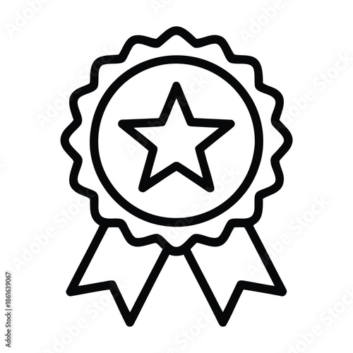Medal award ribbon with star for recognition and achievement symbol