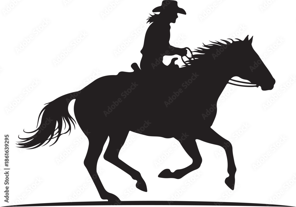 Naklejka premium Rider on Horse Black Silhouette Icon – Horseback Riding Illustration