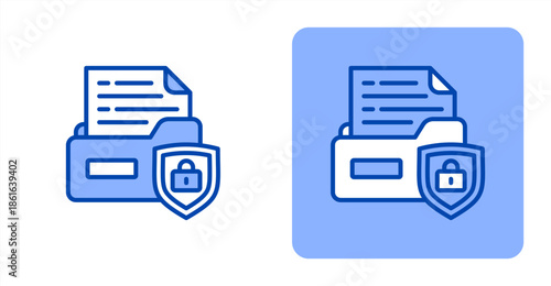 Data Security Line Color  Two-tone color and contrasting background icon illustration