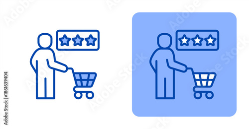 Customer Experience Line Color  Two-tone color and contrasting background icon illustration
