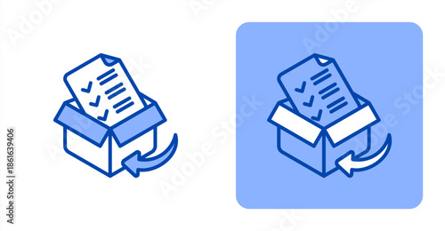 Order Fulfillment Line Color  Two-tone color and contrasting background icon illustration