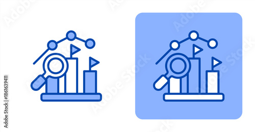 Competitive Analysis Line Color  Two-tone color and contrasting background icon illustration