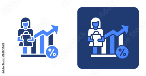 Conversion Rate Glyph Color  Two-tone color and contrasting background icon illustration