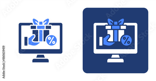 Loyalty Program Glyph Color  Two-tone color and contrasting background icon illustration