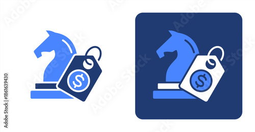 Pricing Strategy Glyph Color  Two-tone color and contrasting background icon illustration