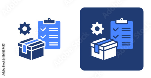 Inventory Management Glyph Color  Two-tone color and contrasting background icon illustration