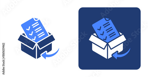 Order Fulfillment Glyph Color  Two-tone color and contrasting background icon illustration