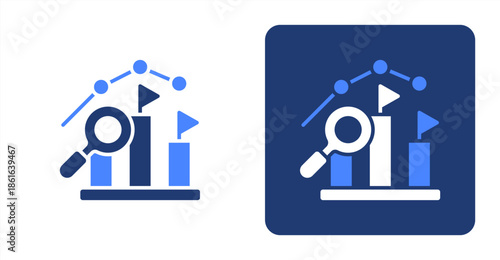 Competitive Analysis Glyph Color  Two-tone color and contrasting background icon illustration