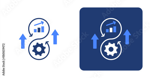 -Continuous Improvement Glyph Color  Two-tone color and contrasting background icon illustration