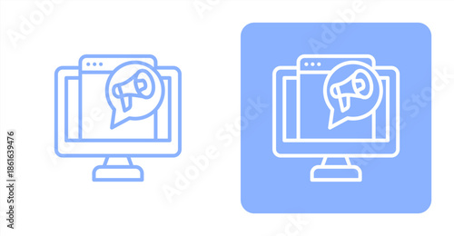 Digital Marketing Line  Two-tone color and contrasting background icon illustration