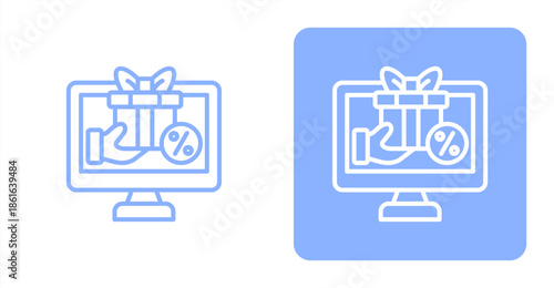 Loyalty Program Line  Two-tone color and contrasting background icon illustration