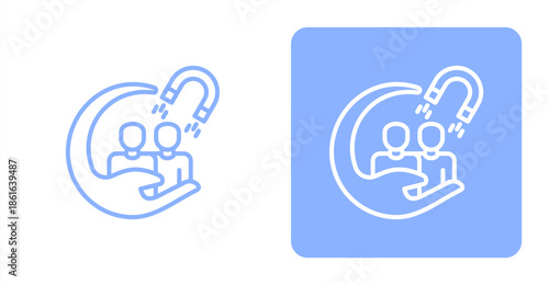 Customer Engagement Line  Two-tone color and contrasting background icon illustration