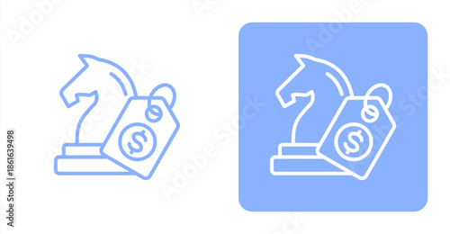 Pricing Strategy Line  Two-tone color and contrasting background icon illustration