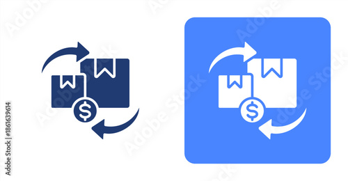 Cross Selling Glyph  Two-tone color and contrasting background icon illustration