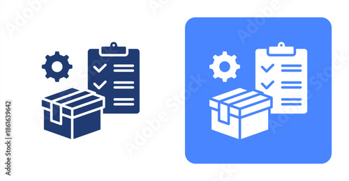 Inventory Management Glyph  Two-tone color and contrasting background icon illustration