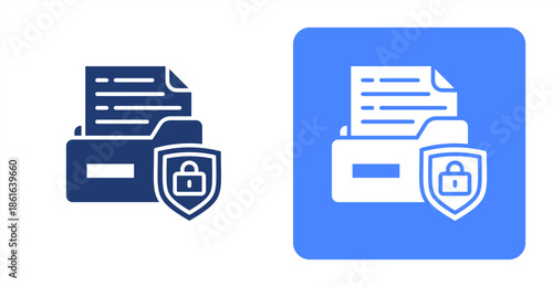Data Security Glyph  Two-tone color and contrasting background icon illustration