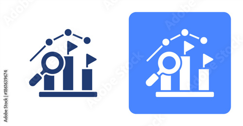 Competitive Analysis Glyph  Two-tone color and contrasting background icon illustration