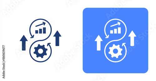 Continuous Improvement Glyph  Two-tone color and contrasting background icon illustration