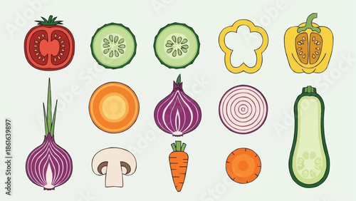 Collection of Fresh Vegetables and Ingredients for Cooking.