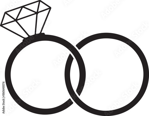 Wedding Rings Vector Icon. Marriage Symbol for Wedding Invitation Design. Elegant Love and Ceremony Vector Illustration