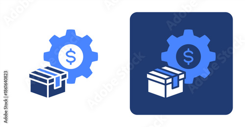 Costs Glyph Color  Two-tone color and contrasting background icon illustration