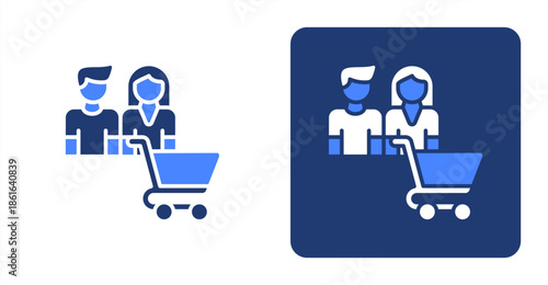 Buyers Glyph Color  Two-tone color and contrasting background icon illustration